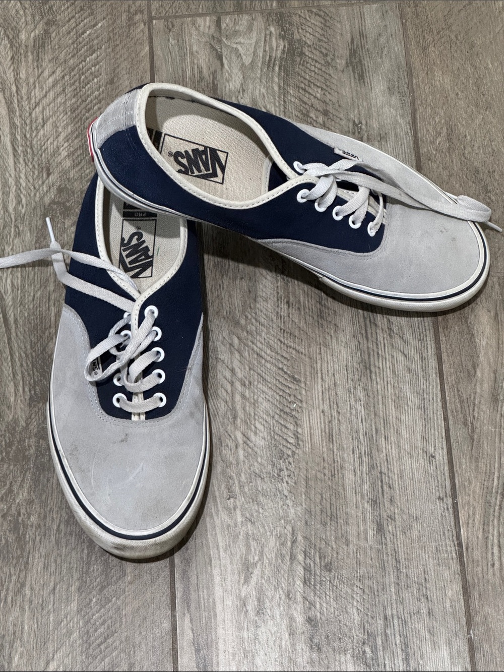 Vans Suede Navy and Light Gray Low-Top Canvas Sneakers